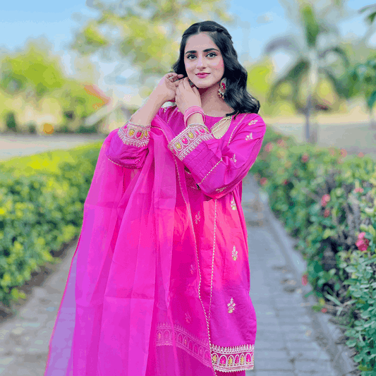 3 Piece Cotton Emroidered Set with  Salwar