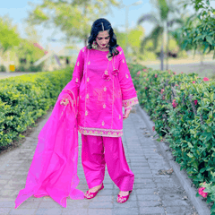 3 Piece Cotton Emroidered Set with  Salwar