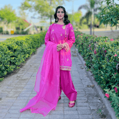 3 Piece Cotton Emroidered Set with  Salwar