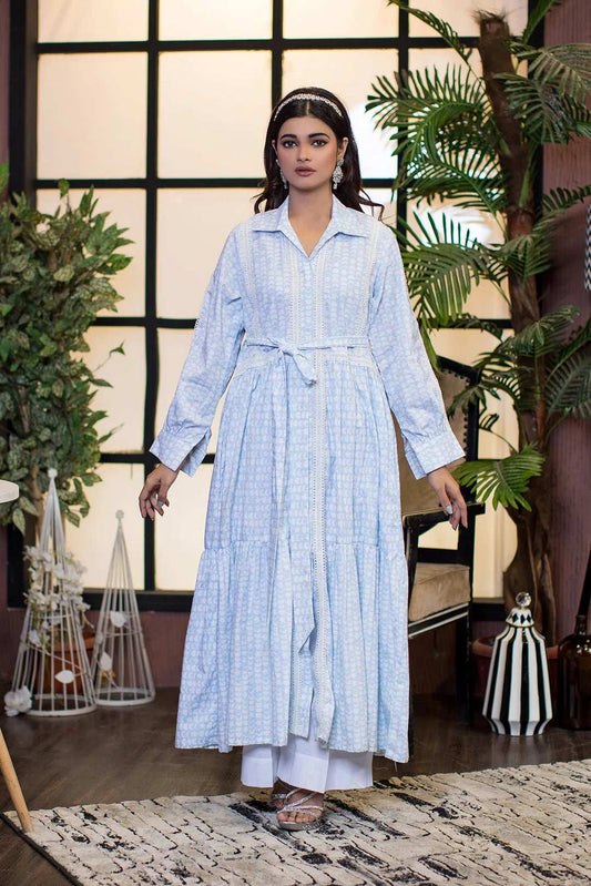 1 Piece Cotton Printed Belted Dress