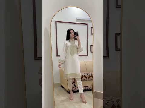 2 Piece Cotton Sequence Embroidered Suit