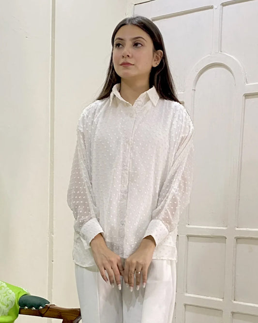 Elegant Cotton Shirred Shirt Linned 1 Piece