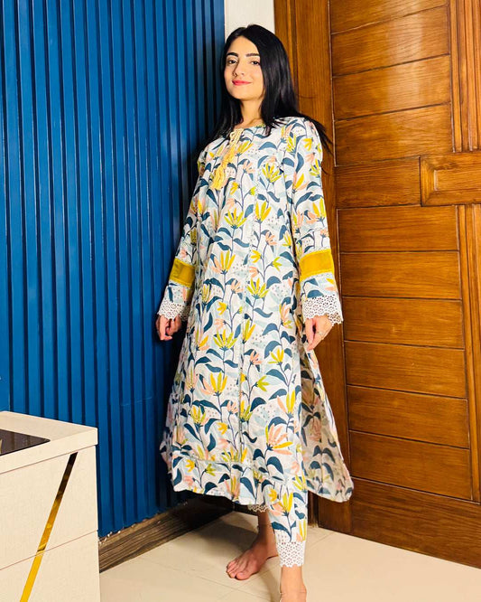 2 Piece Cotton Embroidered Suit